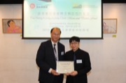 Dr PANG King-chee, MH, Chairman of The Hong Kong Jockey Club Music and Dance Fund awarded a non-local music scholarship to Mr CHOR Kai-hei